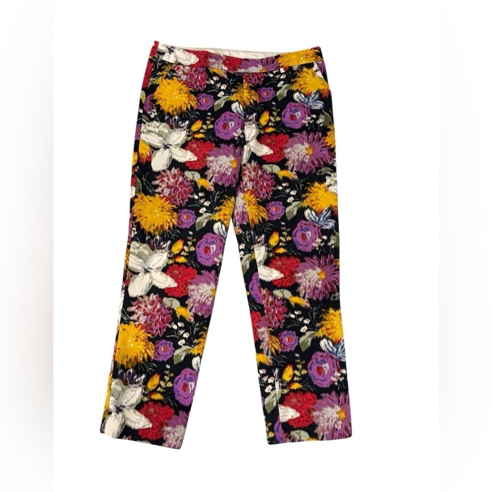 Bold Spring Floral Capri Cropped Pants by Anthropologies Elevenses-size 8